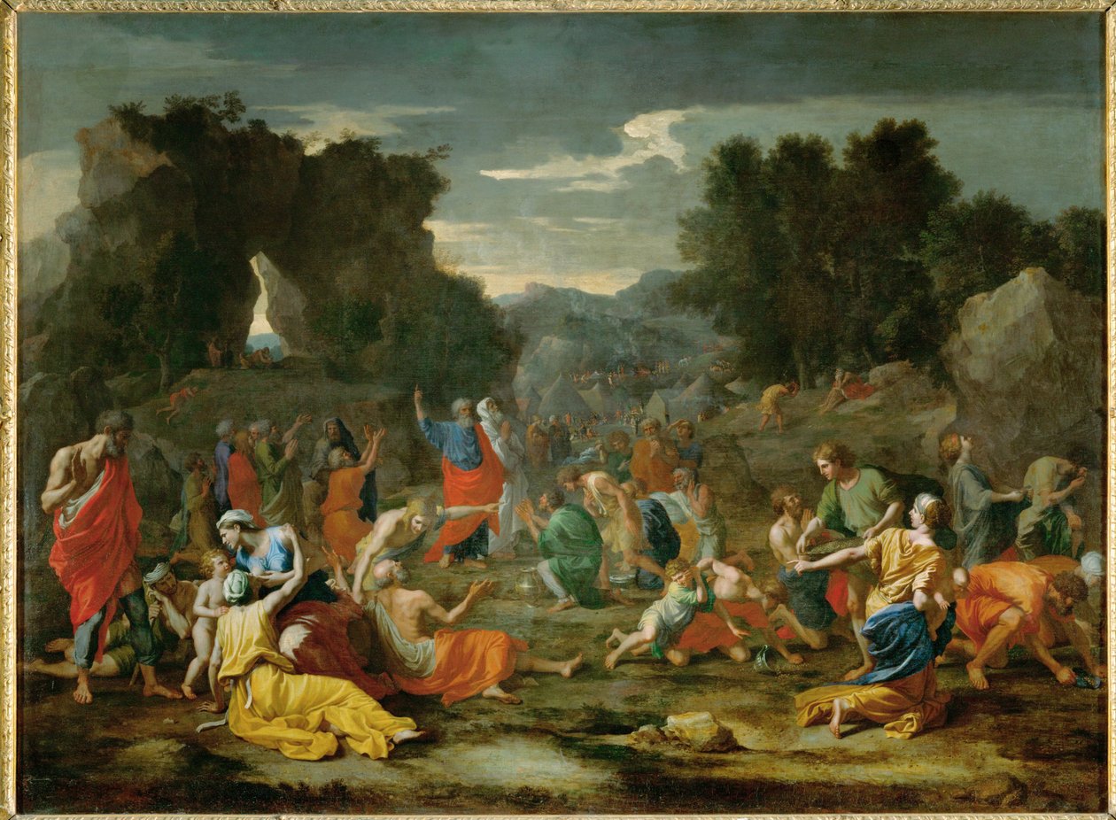 Les Israelites recuillant la manne dans le desert - az izraeliták mannát gyűjtenek a sivatagban ... alkotó: Nicolas (attr.to) Poussin
