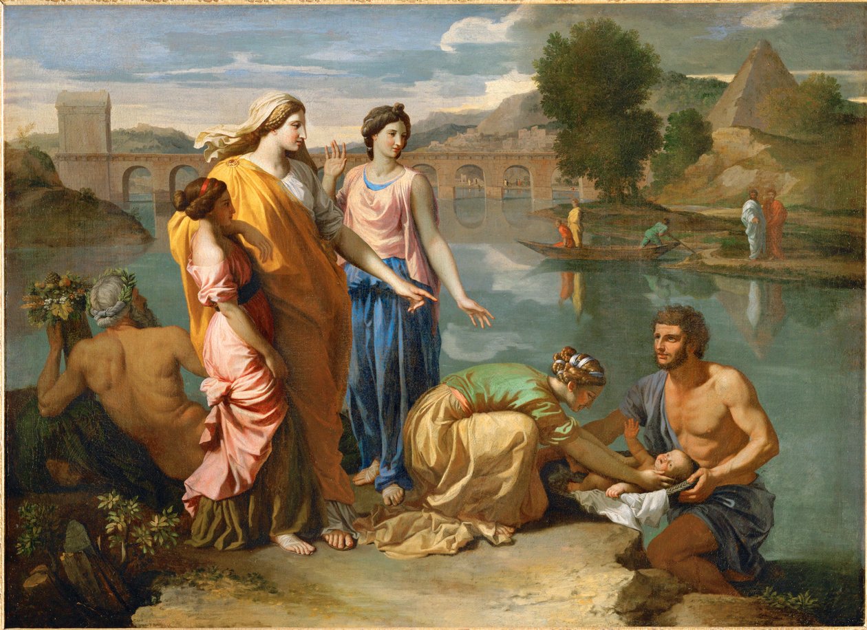 Mózest a fáraó lánya mentette meg a Nílus áradásaitól ... alkotó: Nicolas (attr.to) Poussin