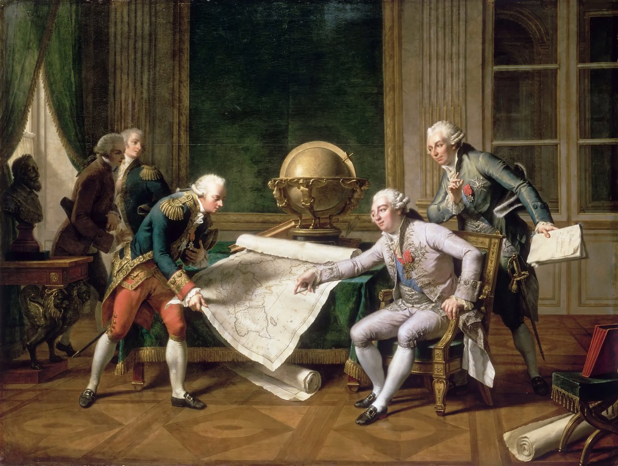 XVI. Lajos utasítást ad La Pérouse kapitánynak, 1785. június 29-én alkotó: Nicolas André Monsiaux
