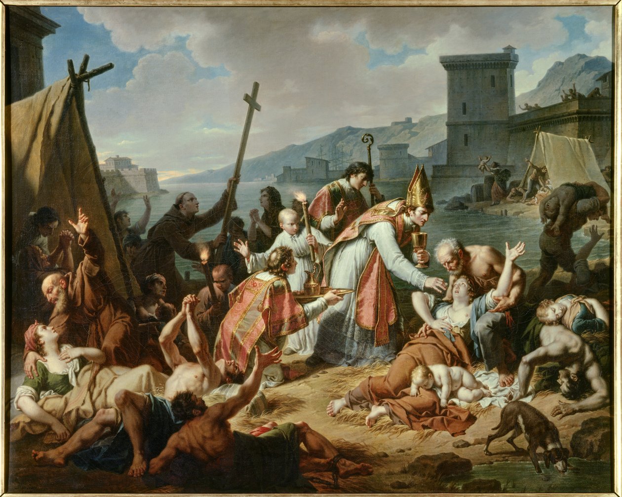 Monsignor de Belsunce hódolata az 1720-as marseille-i pestisjárvány idején. Nicolas Monsiau (1754-1837) festménye alkotó: Nicolas Andre Monsiau