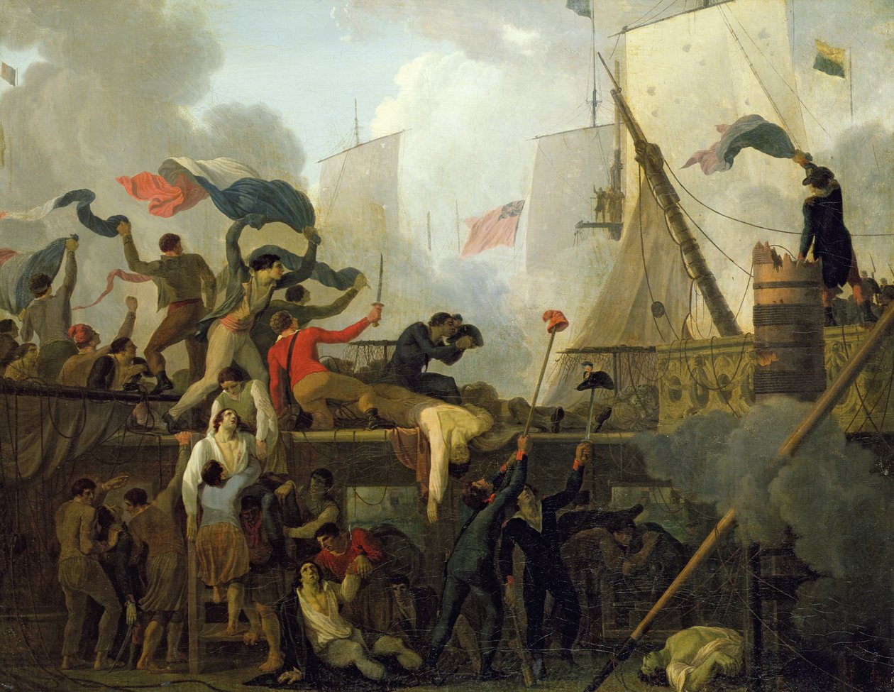 A „Le Vengeur du Peuple” legénységének hősiessége az ouessant-i csatában, 1794. június 1. alkotó: Nicolas Antoine Taunay
