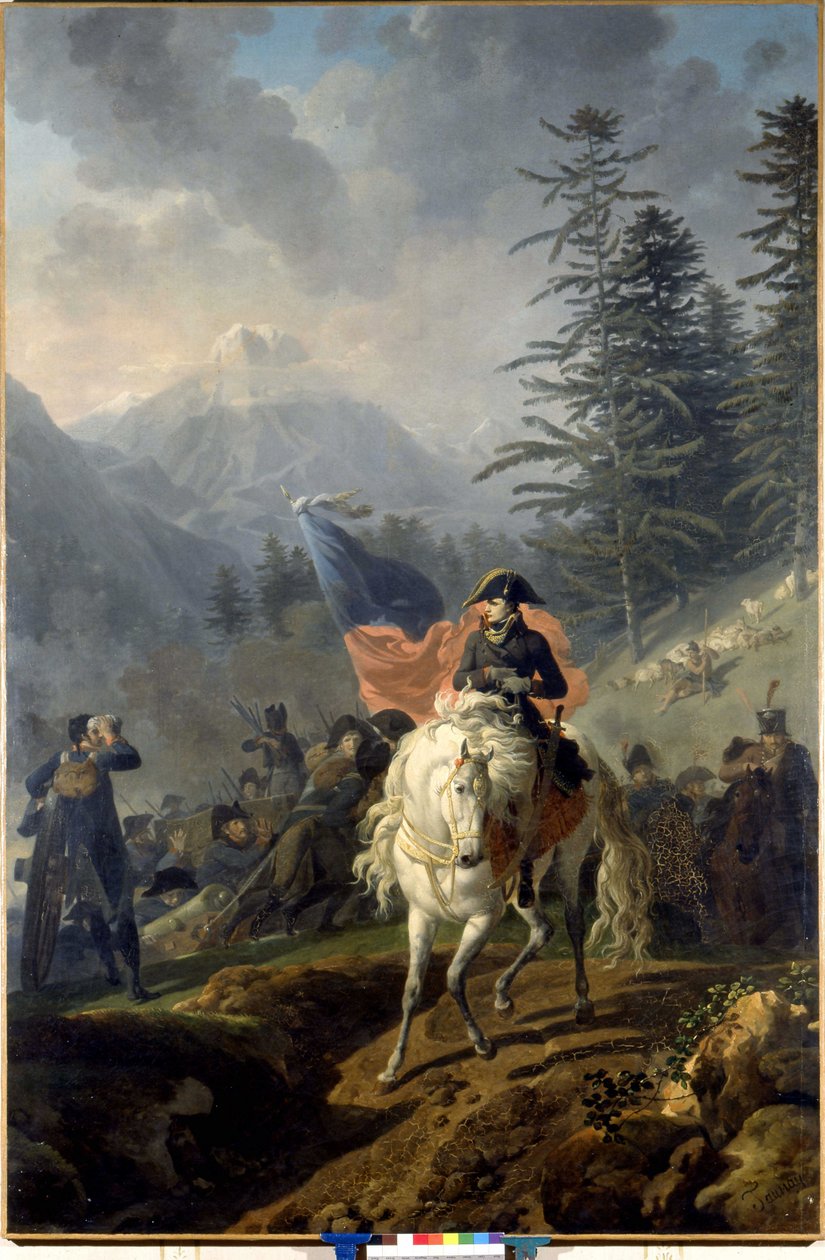 Napóleon Bonaparte átkelt a Col de Saint Bernardon – Nicolas-Antoine Taunay olajfestménye alkotó: Nicolas Antoine Taunay