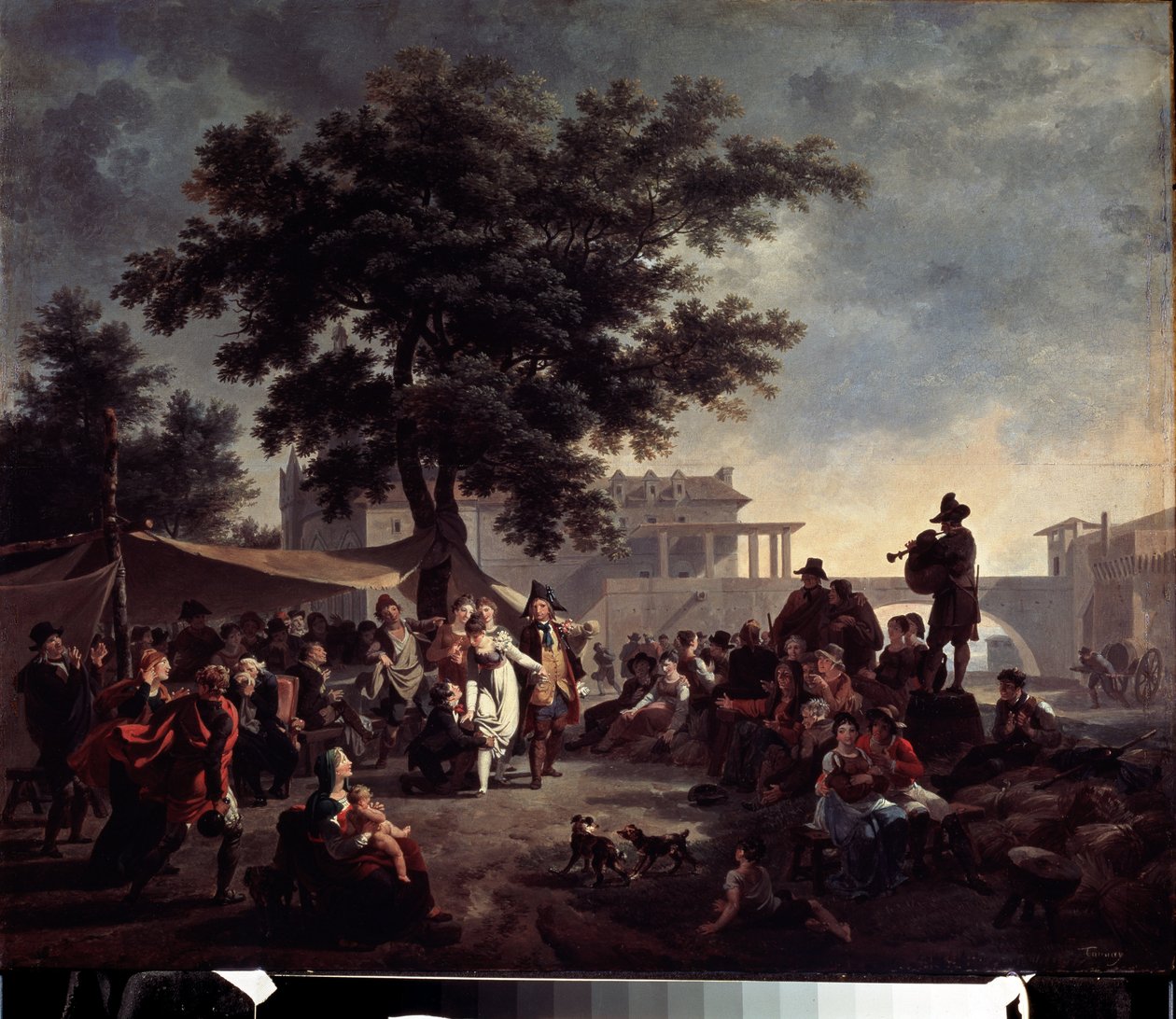 Rusztikus vidéki esküvő. Nicolas Antoine Taunay (1755-1830) festménye. Olaj, fa, 41 x 56 cm. 18. századi francia művészet. Puskin Szépművészeti Múzeum, Moszkva. alkotó: Nicolas Antoine Taunay