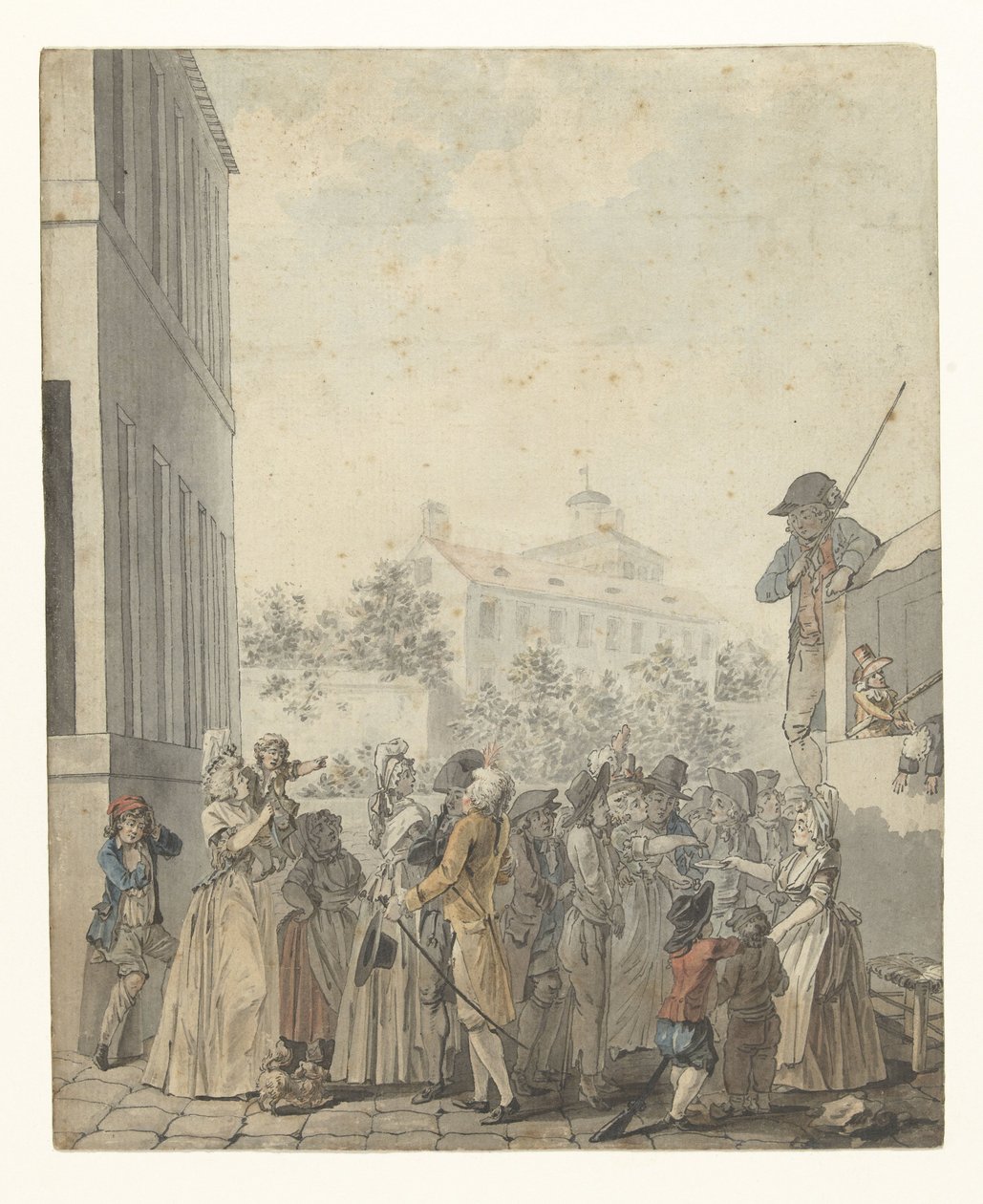 Bábelőadás egy téren alkotó: Nicolas Antoine Taunay