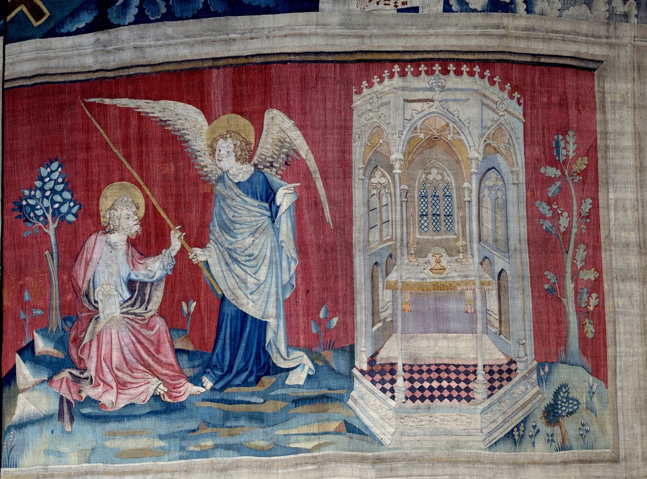 Jelenések akasztása (1373-1383), n. 27: Szent János és az angyal. Nicolas Bataille (1330-1405) kárpitja alkotó: Nicolas Bataille