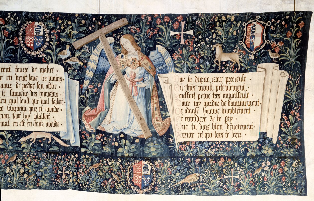 A Jelenések függése (1373-1383), angyalok a passió eszközeivel. Nicolas Bataille (1330-1405) gobelinje. alkotó: Nicolas Bataille
