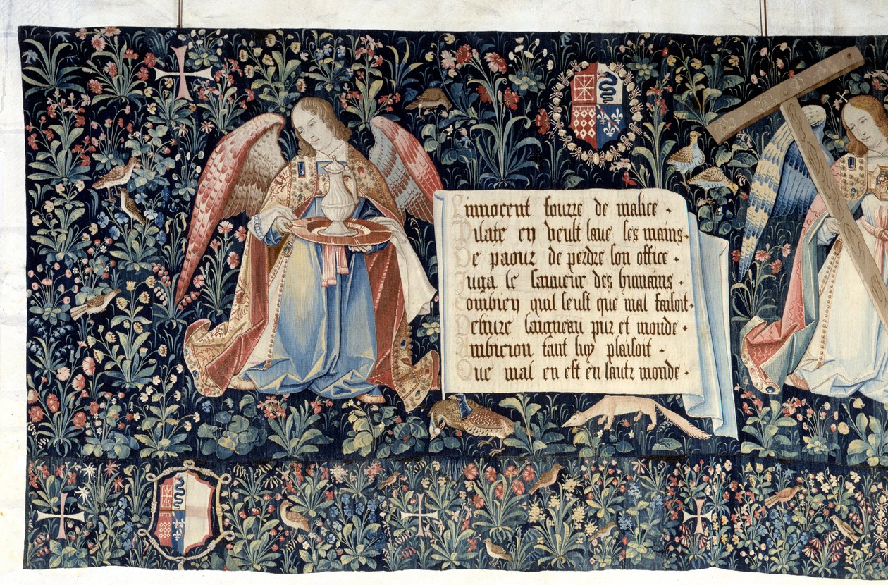 A Jelenések függése (1373-1383), angyalok a passió eszközeivel. Nicolas Bataille (1330-1405) gobelinje. alkotó: Nicolas Bataille
