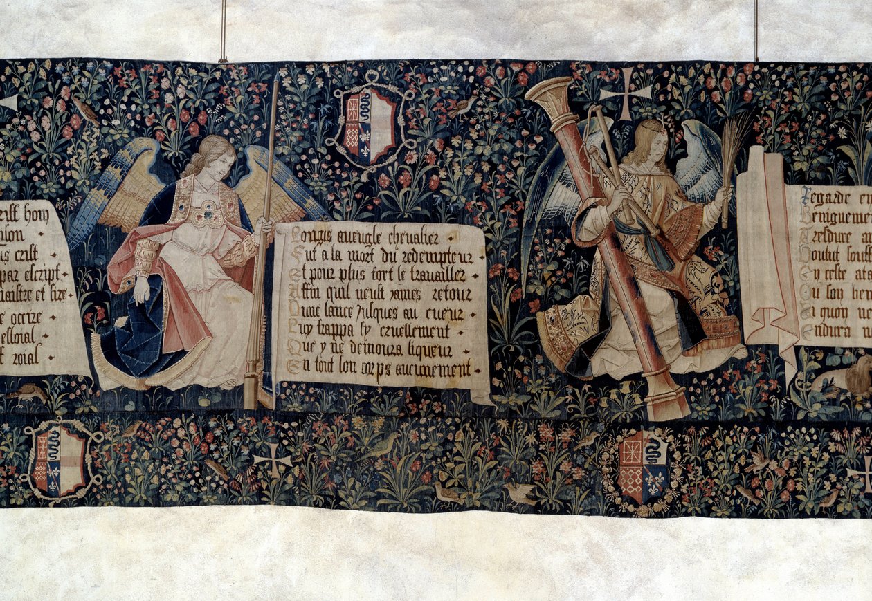 A Jelenések függése (1373-1383), angyalok a passió eszközeivel. Nicolas Bataille (1330-1405) gobelinje. alkotó: Nicolas Bataille