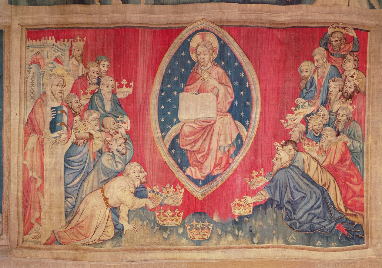 A huszonnégy vén leborul Isten előtt, az Apokalipszis Angers-i faliszőnyegből, 1373-87 (szőttes) alkotó: Nicolas Bataille