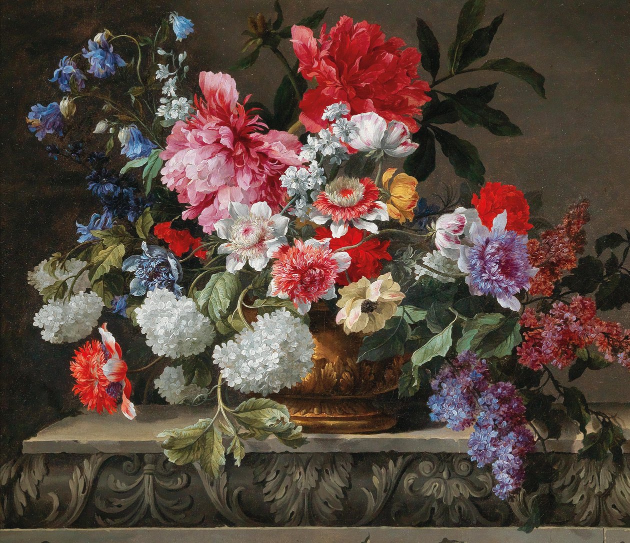 Rózsa, tulipán, kökörcsin és orgona csendélet, 17. század második fele. alkotó: Nicolas Baudesson