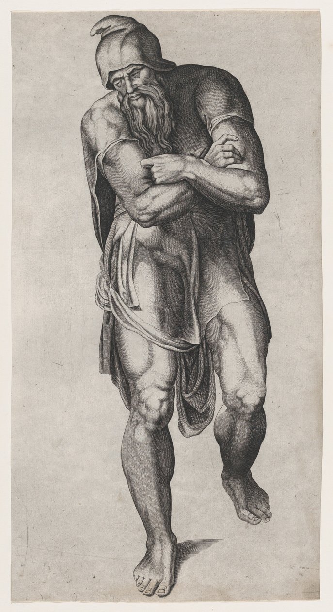 Arimatheai József, Michelangelo Keresztrefeszítése című freskója után a Cappella Paolinában, V..., 1540-66. alkotó: Nicolas Beatrizet