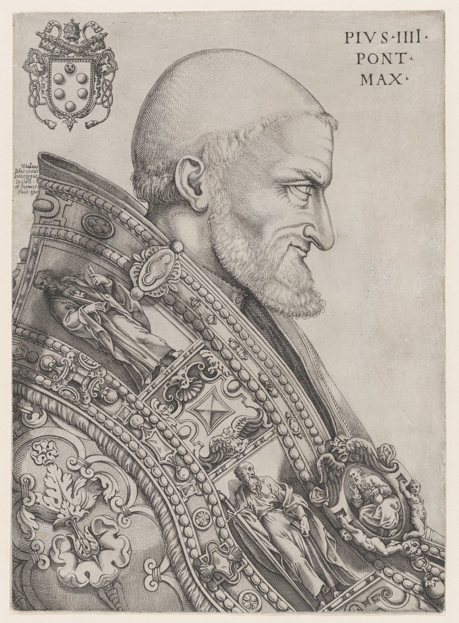 IV. Pius pápa portréja, 16. század közepe, 16. század közepe. alkotó: Nicolas Beatrizet