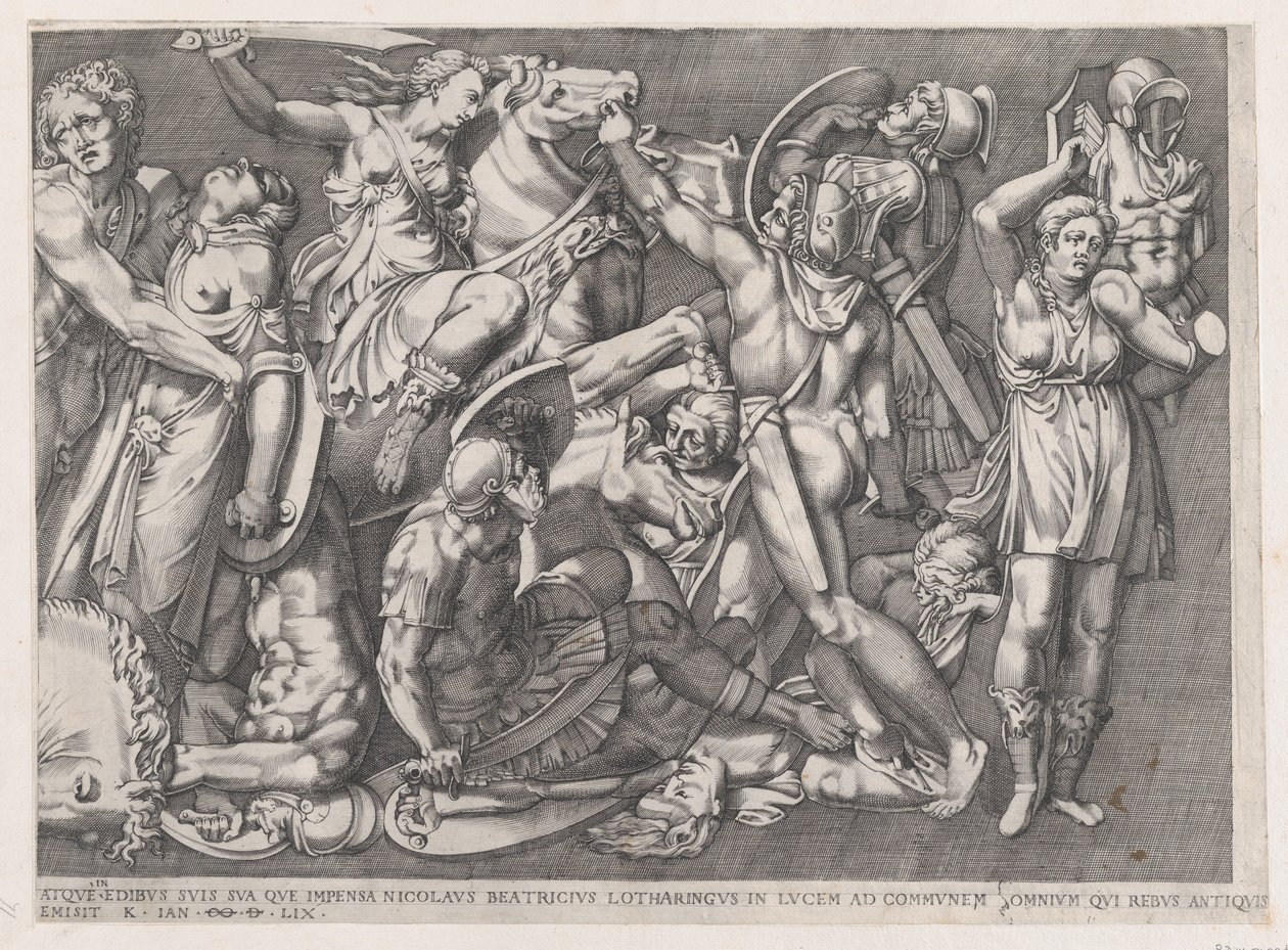 A római pompás tükre: Amazonok csata, 1559., 1559 alkotó: Nicolas Beatrizet