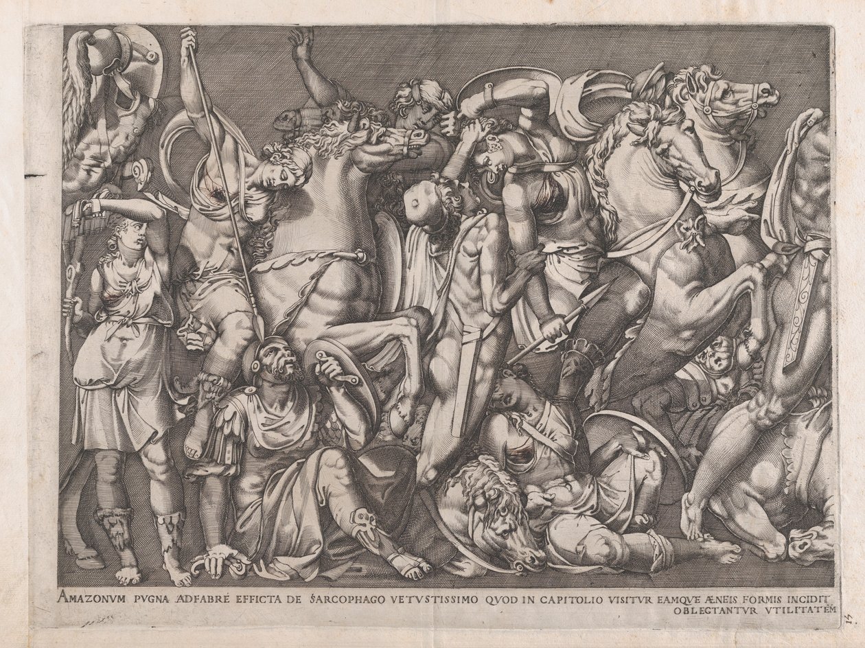 A római pompás tükre: Amazonok csata, 1559., 1559 alkotó: Nicolas Beatrizet