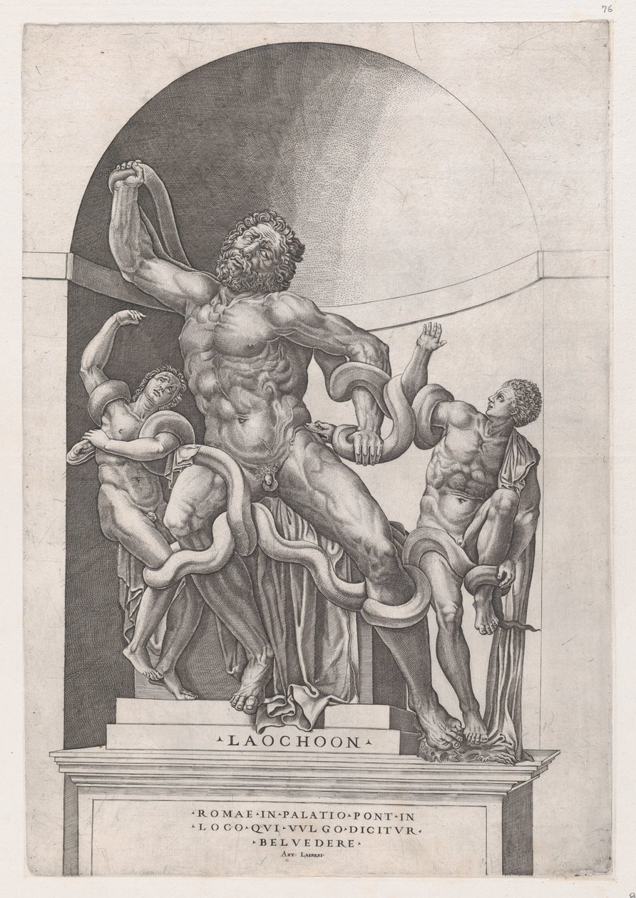 A római pompás tükör: Laocoon, 16. század., 16. század. alkotó: Nicolas Beatrizet