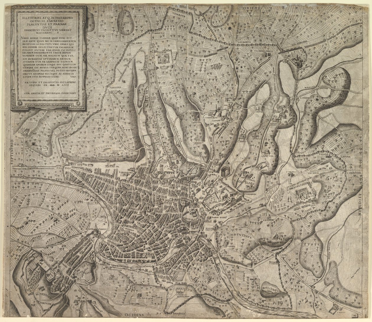 Róma kilátása nyugatról, 1557 alkotó: Nicolas Beatrizet