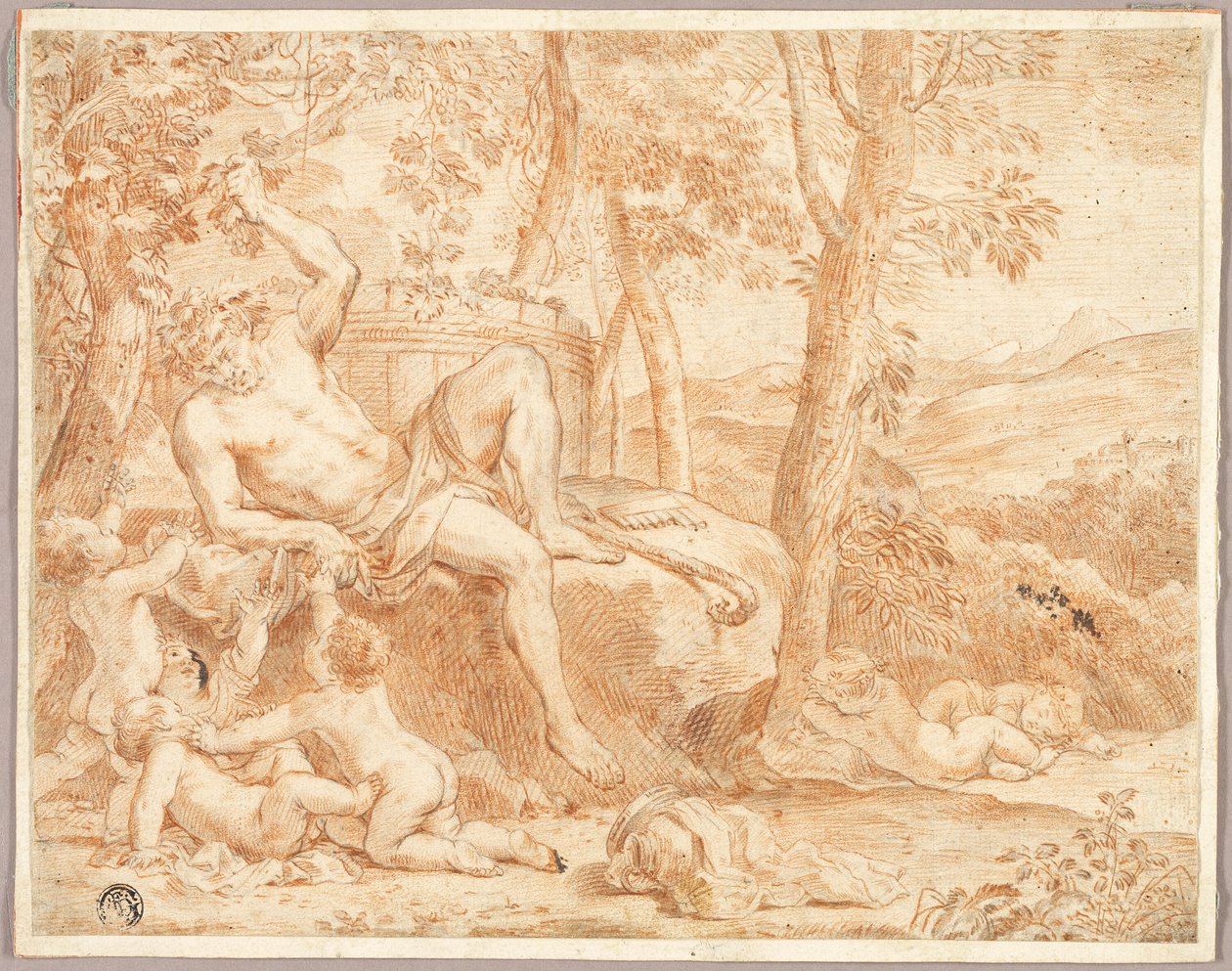 Bacchus és Putti a Shady Grove-ban alkotó: Nicolas Chaperon