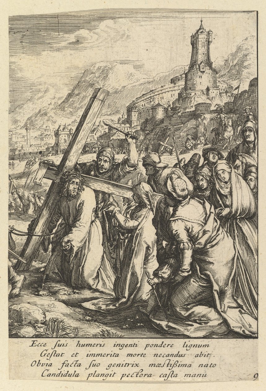 A keresztet hordozó Krisztus, Krisztus szenvedéséből, 17. század közepe. alkotó: Nicolas Cochin