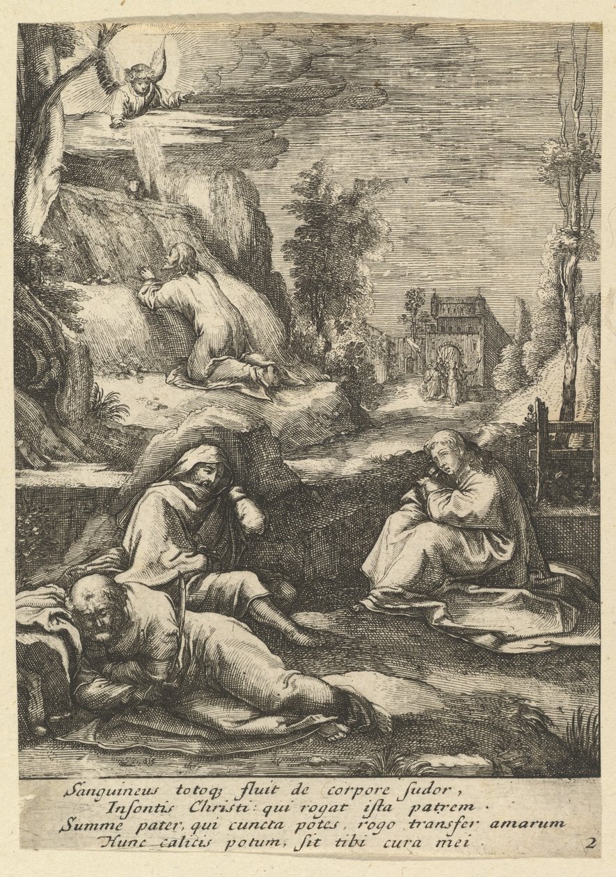 Az agónia a kertben, Krisztus szenvedéséből, 17. század közepe. alkotó: Nicolas Cochin