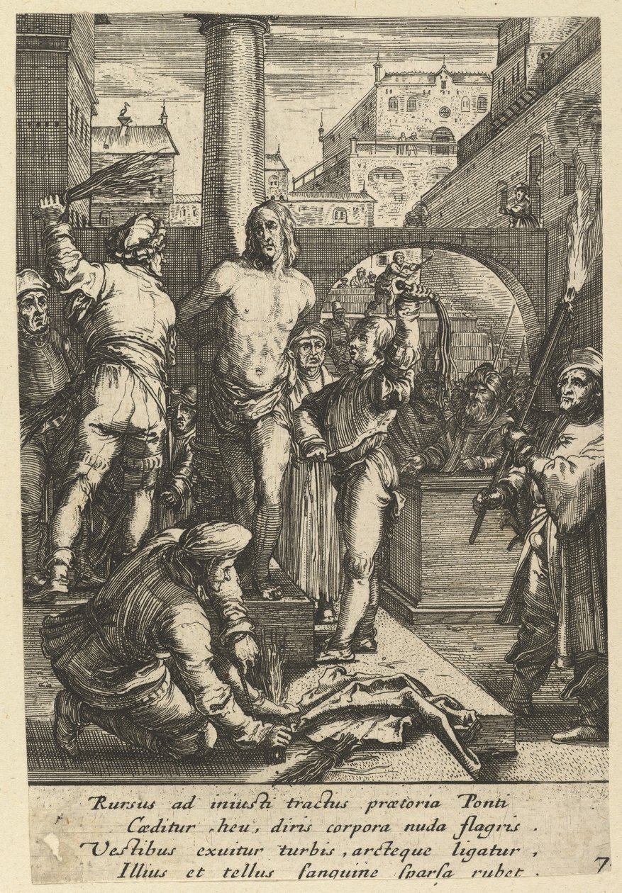 Krisztus korbácsolása, Krisztus szenvedéséből, 17. század közepe. alkotó: Nicolas Cochin