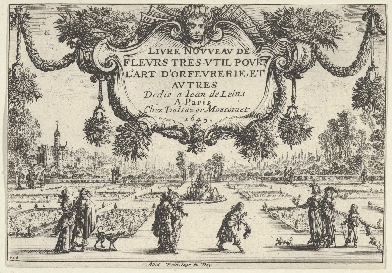 Címtábla, a Nagyon hasznos virágok új könyvéből, 1645., 1645. alkotó: Nicolas Cochin