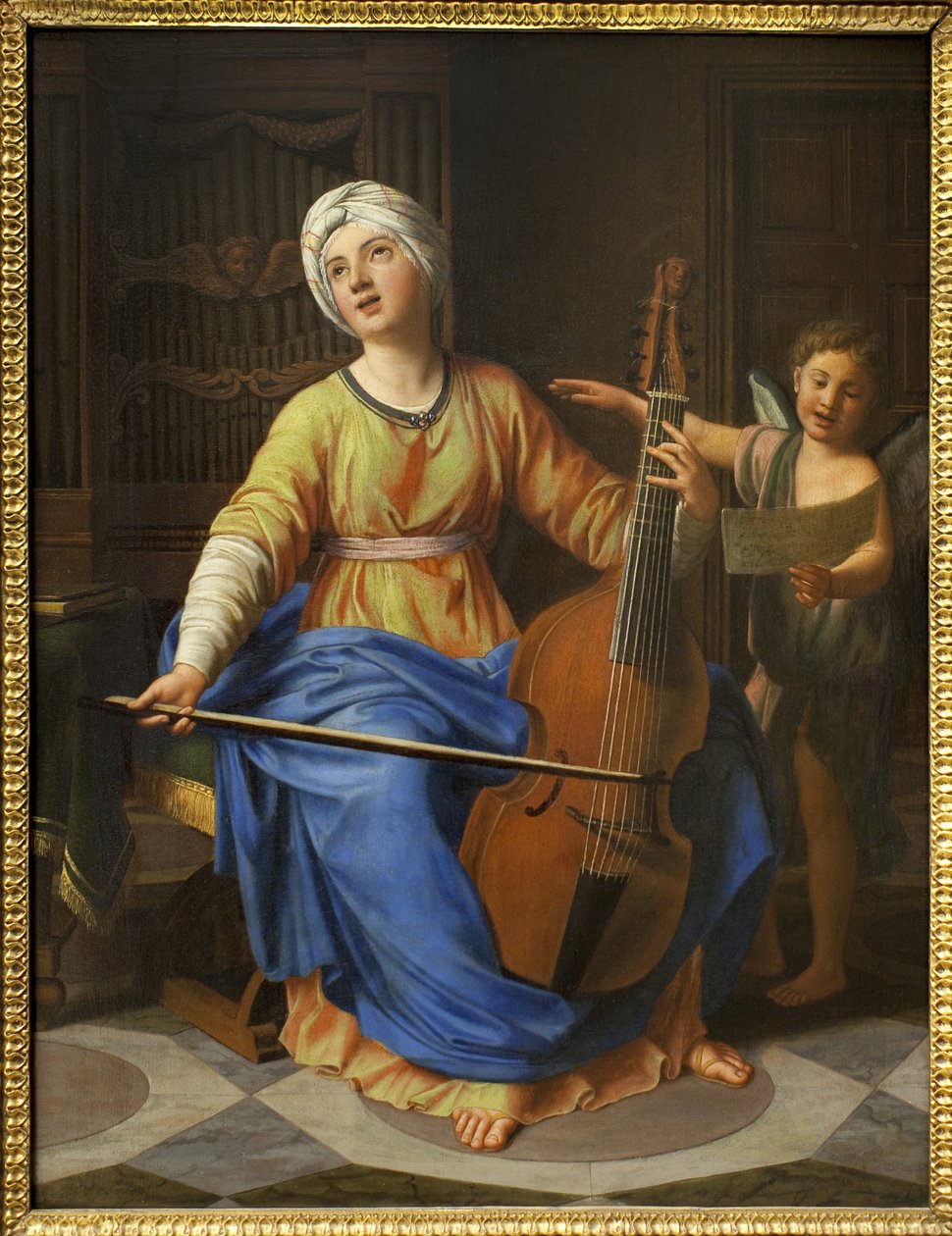 Szent Cecile. Nicolas Colombel (1646-1717) festménye, olaj, fa. Francia művészet 17-18. század. Musee des Beaux Arts de Rouen. alkotó: Nicolas Colombel
