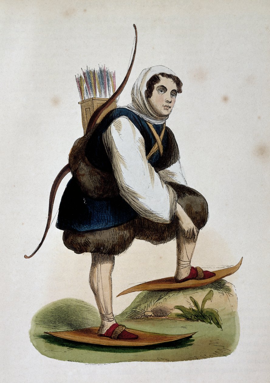 Szamojé, Szibéria lakója, színes metszet Ázsia szokásaiból, Nicolas Dally (1792-1862), Oroszország alkotó: Nicolas Dally