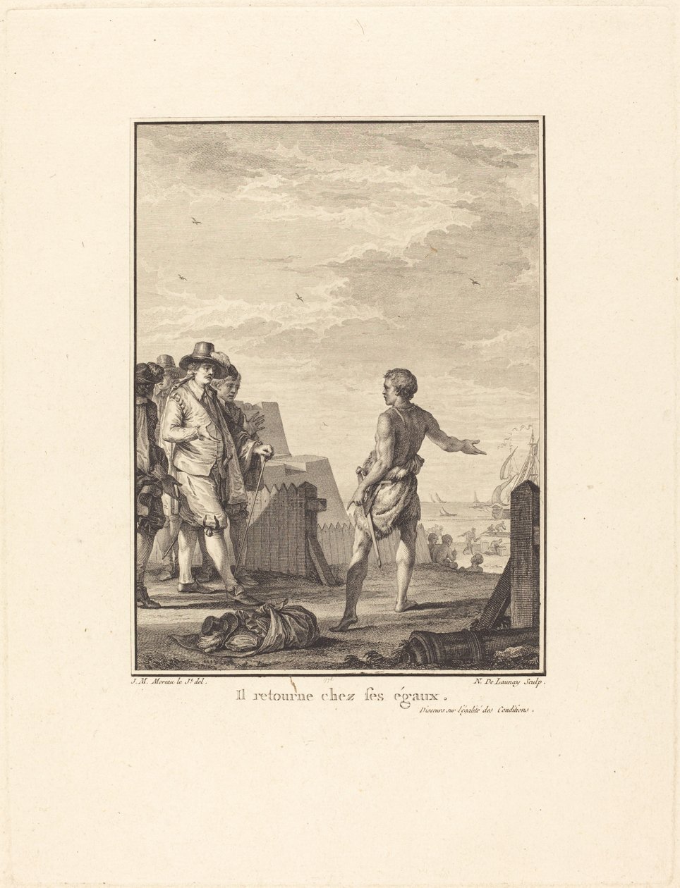 Beszéd a feltételek egyenlőségéről: Visszatér a társaihoz alkotó: Nicolas Delaunay after Jean Michel Moreau