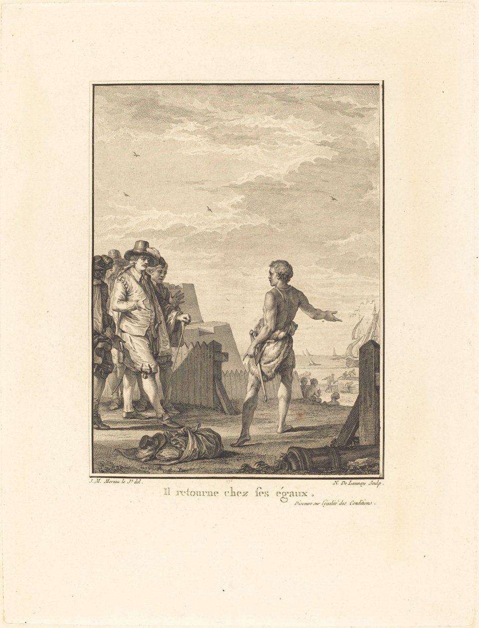 Beszéd a feltételek egyenlőségéről: Visszatér a társaihoz alkotó: Nicolas Delaunay after Jean Michel Moreau