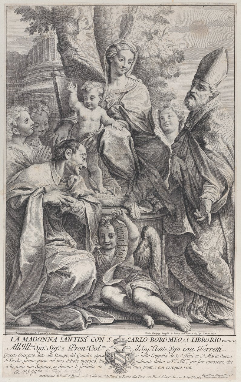 Szűz és gyermek Szent Liboriusszal és Carlo Borromeóval, 1693-95., 1693-95. alkotó: Nicolas Dorigny