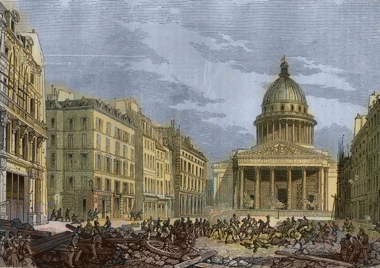 A Pantheon ostroma, 1848. június 24. – 1848-as forradalom Párizsban. Pantheon támadása, június 24. Metszet N.E. festménye után. Gabe. alkotó: Nicolas Edward Gabe