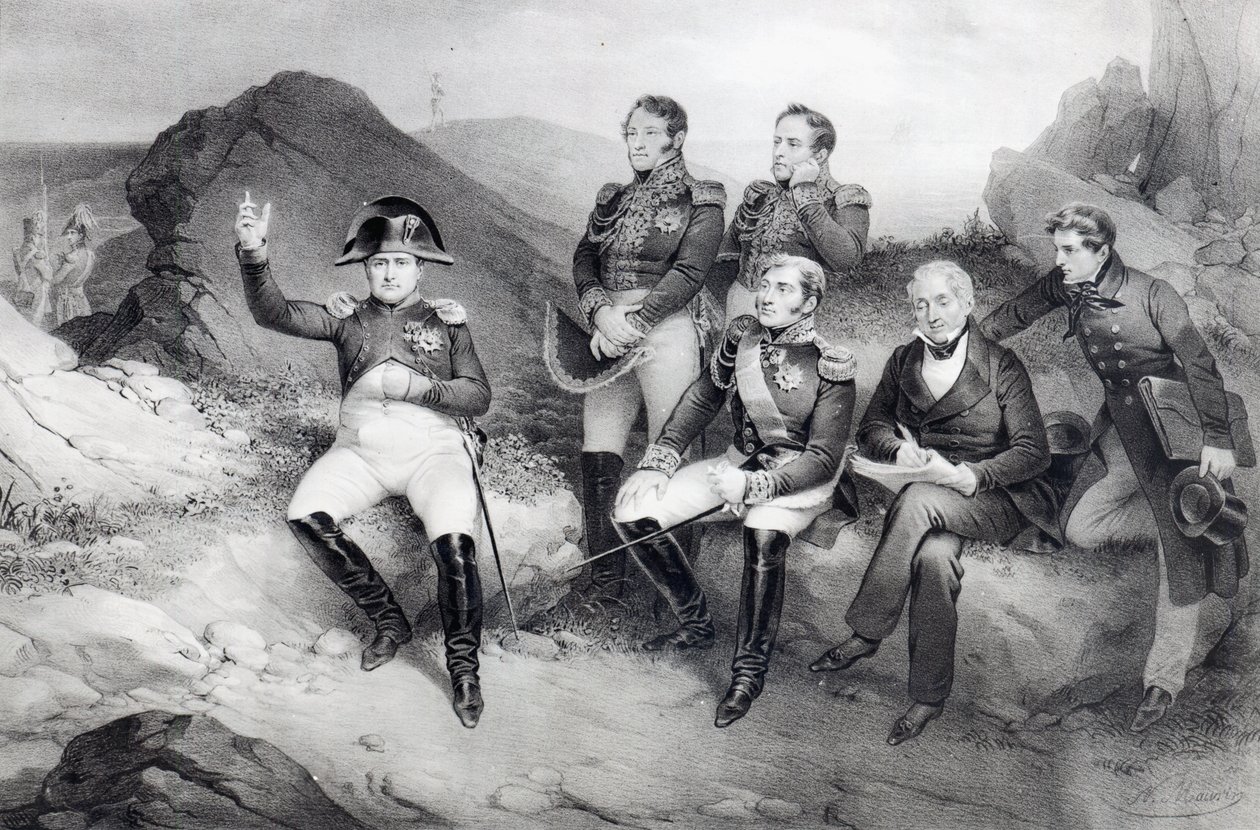 I. Napóleon császár (1769-1821) Emlékiratait diktálja Emmanuel Las Casesnek (1766-1842) Szent Ilonán, 1860 alkotó: Nicolas Eustache Maurin
