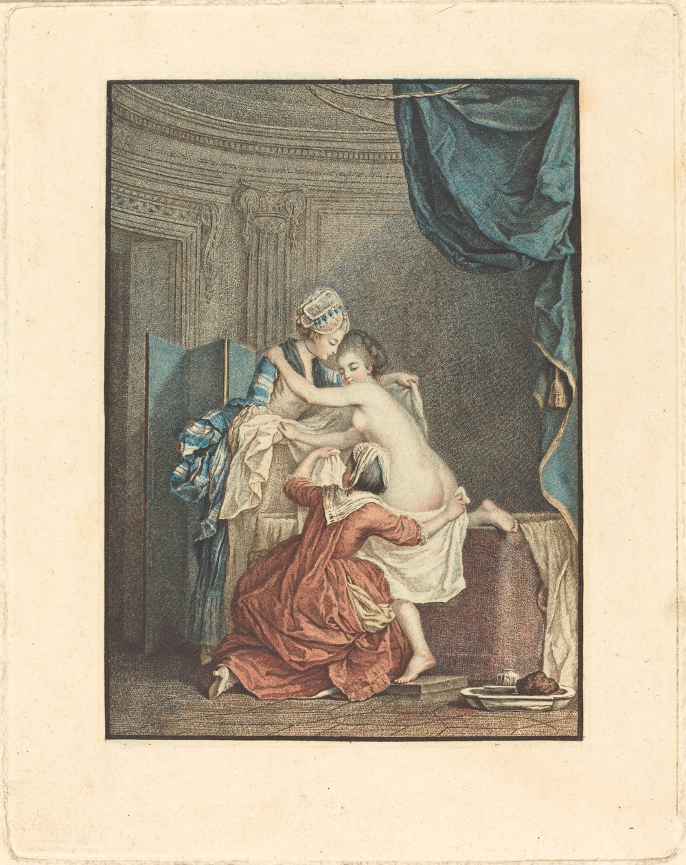 Le bain (A fürdő) alkotó: Nicolas François Regnault after Pierre Antoine Baudouin