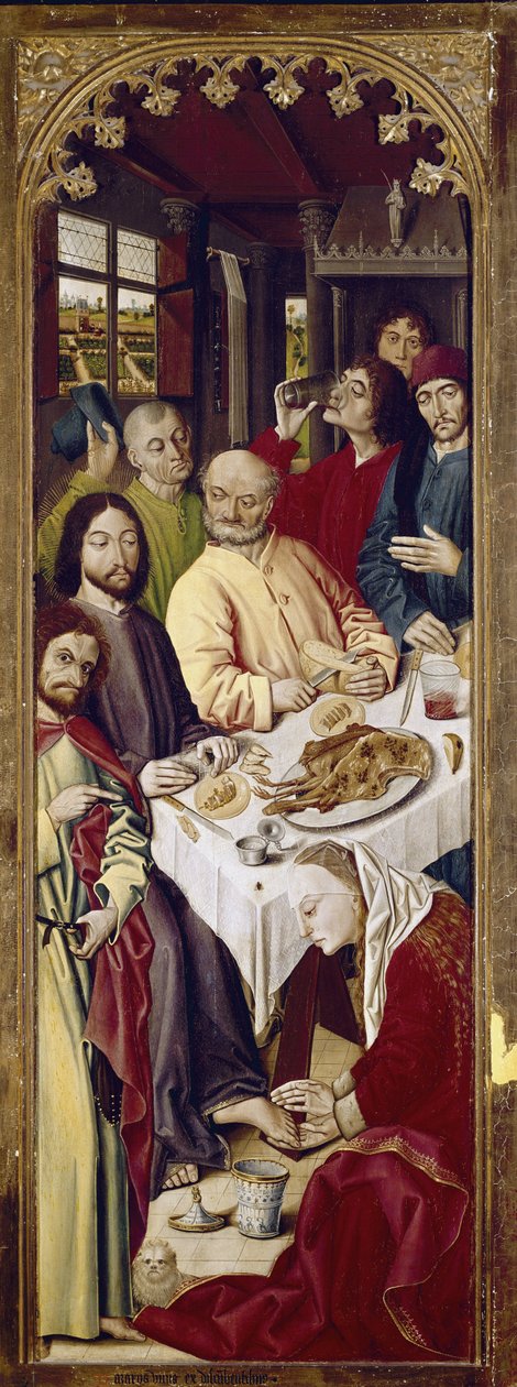 Triptichon: Mária Magdolna megmossa Jézus lábát (jobb oldali panel) (tempera a panelen alkotó: Nicolas Froment