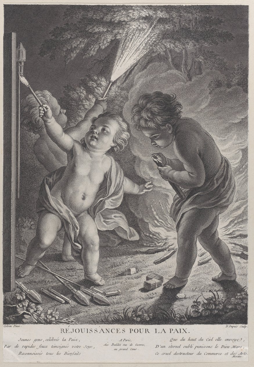 Békét ünnepelnek Békét ünnepelnek, három putti tűzijátékkal, 1745-71., 1745-71. alkotó: Nicolas Gabriel Dupuis