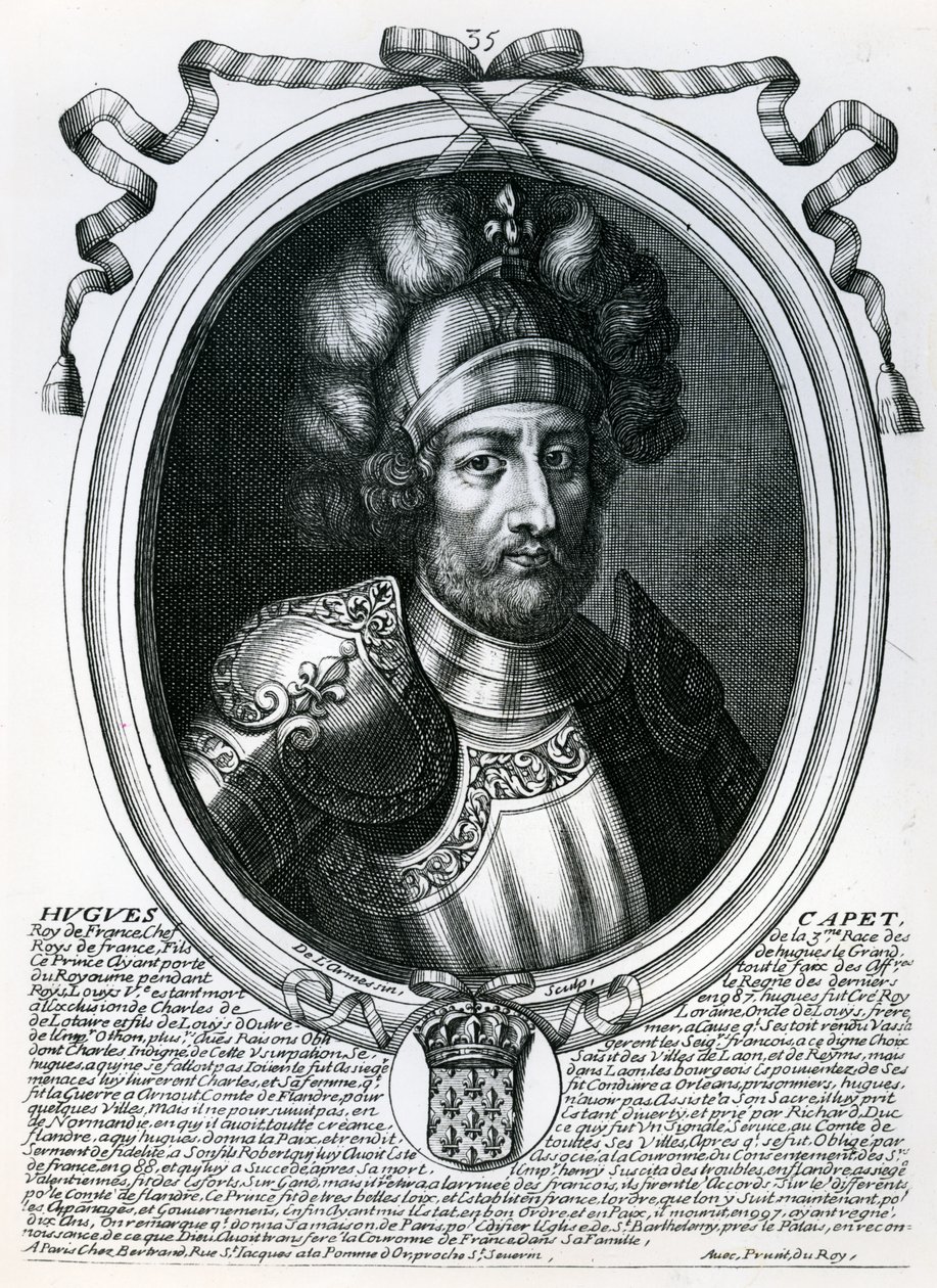 Hugues I. Capet (941-96) francia király, a „Les Augustes Representations de tous les Rois de France Pharamondtól XIV. Lajosig”, Párizs, 1679 alkotó: Nicolas II de Larmessin
