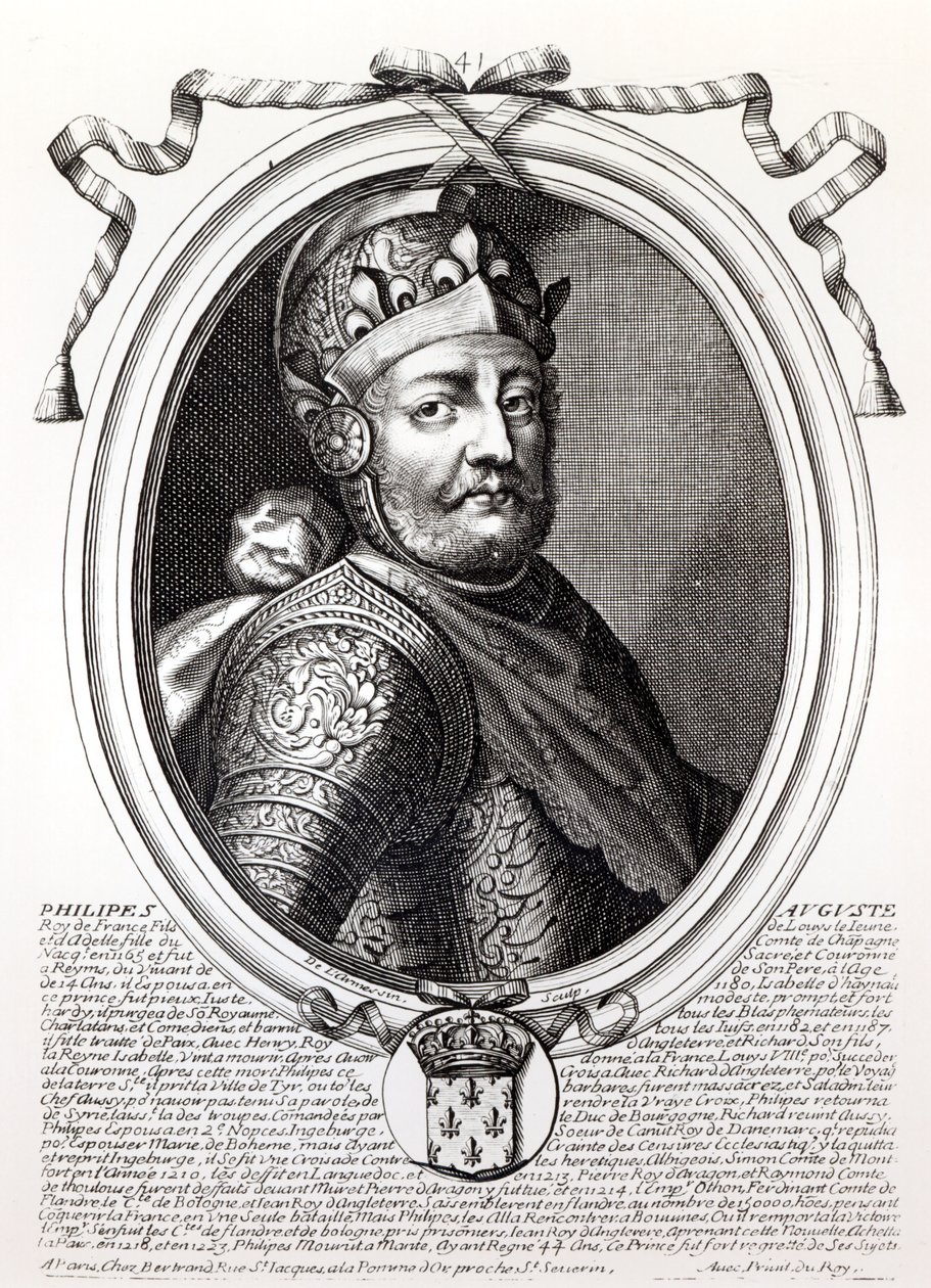 II. Fülöp Augustus (1165-1223) francia király, a Les Augustes Representations de tous les Rois de France Pharamondtól XIV. Lajosig, Párizs, 1679 alkotó: Nicolas II de Larmessin
