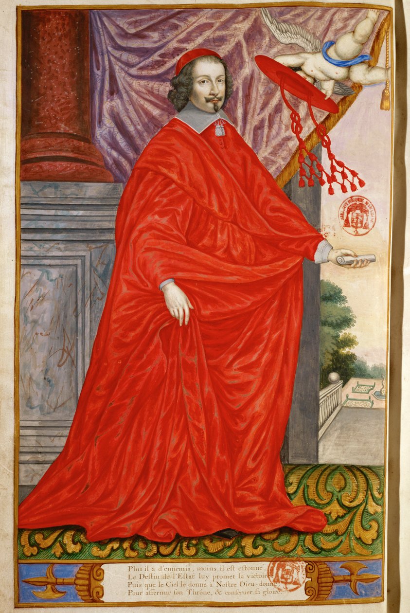 Mazarin, Jules, bíboros A Panegyrique illustre des Hommes celebres de notre Siecle miniatúra pergamenre MS 2213 ... (miniatúra pergamenre) alkotó: Nicolas Jarry