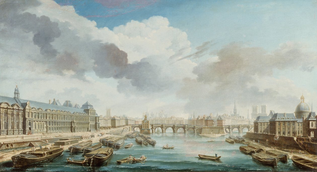 A Louvre, a Pont-Neuf és a Collège des Quatre-Nations, 1755. alkotó: Nicolas Jean Baptiste Raguenet