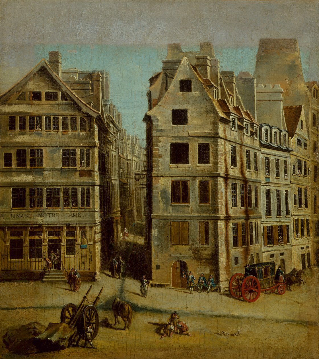 The Image Notre-Dame kabaré, Place de Grève, 1751. alkotó: Nicolas Jean Baptiste Raguenet