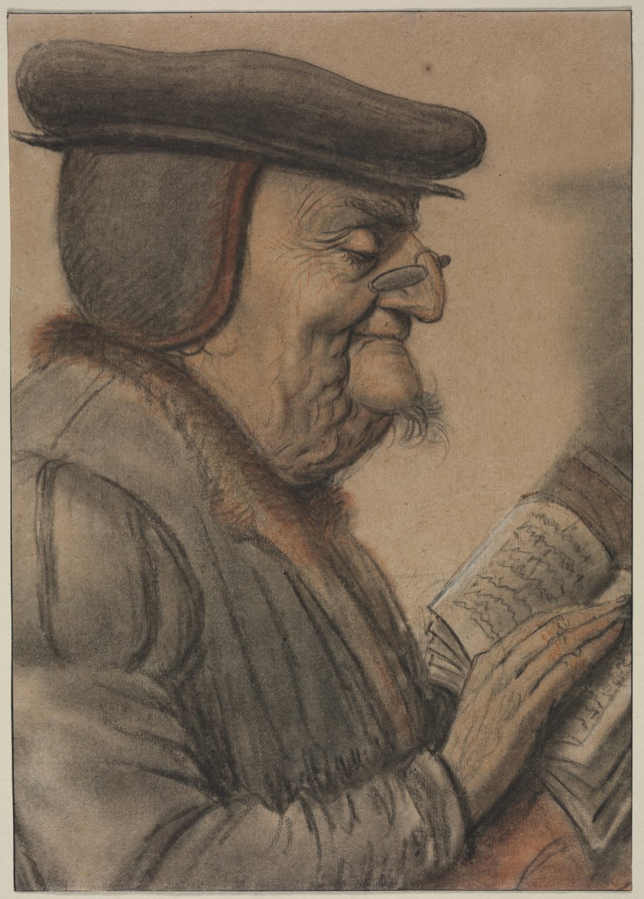 Idős férfi könyvet olvas, 1600-as évek első fele. alkotó: Nicolas Lagneau