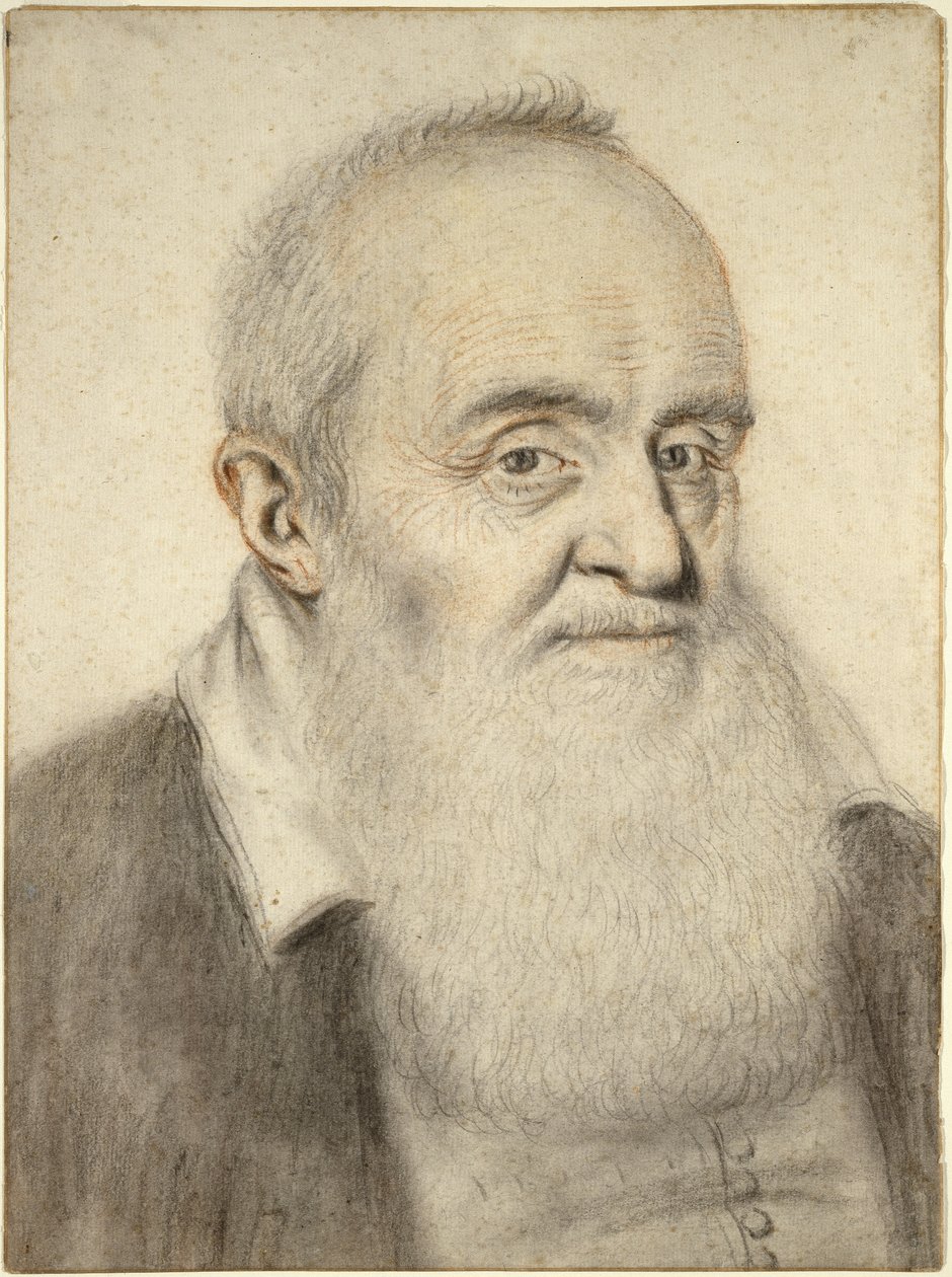 Szakállas férfi feje (színes kréták papíron) alkotó: Nicolas Lagneau or Lanneau