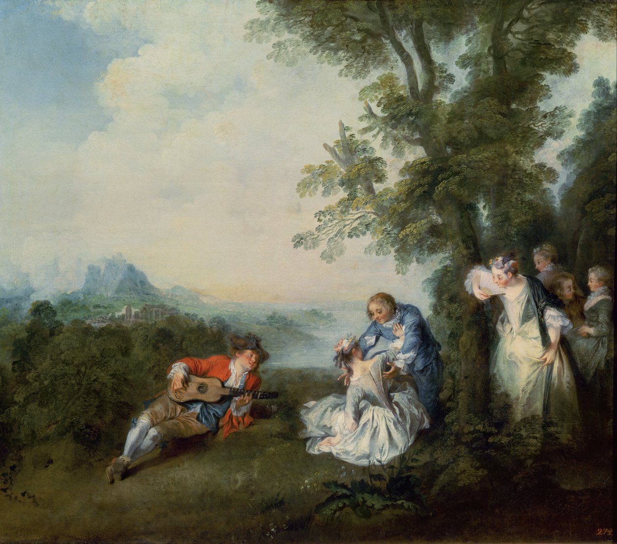 Egy társaság az erdő szélén, 1720 alkotó: Nicolas Lancret