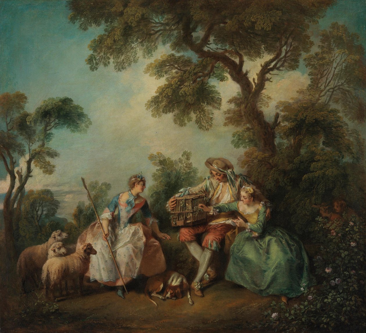 A madárkalitka (A liget szerelmei) alkotó: Nicolas Lancret