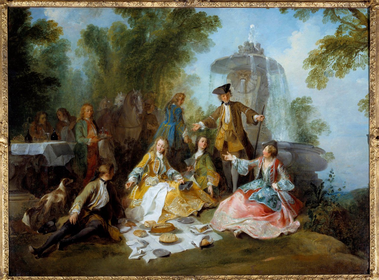 Vadászati étkezés. Nicolas Lancret (1690-1743) festménye alkotó: Nicolas Lancret
