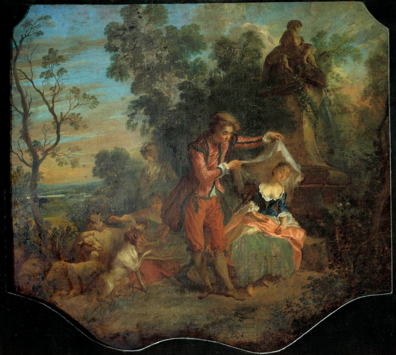 A pásztor indiszkrét bukolikus jelenet, amely egy fiatal pásztort ábrázol, amint felemeli a fátylat, amely alatt egy fiatal pásztor alszik. Nicolas Lancret (1690-1743) festménye. 18. századi V. 0,84 x 0,95 m. Túrák, Szépművészeti Múzeum alkotó: Nicolas Lancret