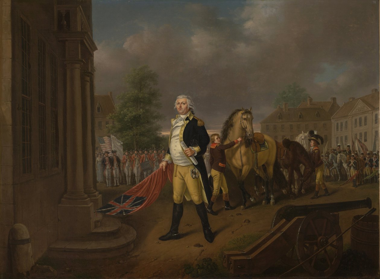 Humphreys tábornok átadja a Yorktownban elvitt szabványokat a philadelphiai Kongresszusi Központba alkotó: Nicolas Louis Albert Delerive