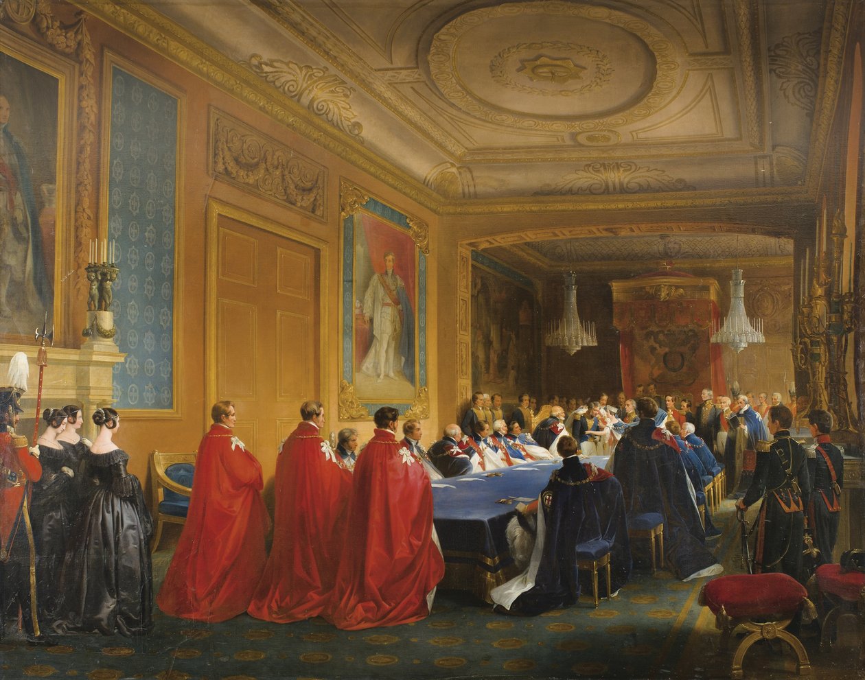 Louis-Philippe a Harisnyakötő Rendet kapta egy fiatal Viktória királynőtől, 1844 alkotó: Nicolas Louis Francois Gosse