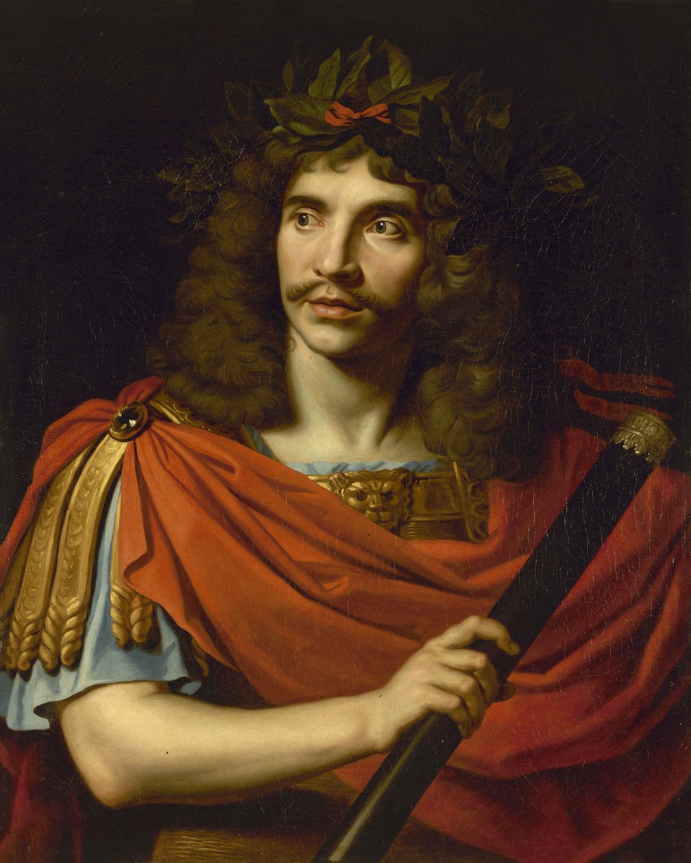Molière Julius Caesar szerepében Pierre Corneille Pompeius halála című filmjében, 1656. alkotó: Nicolas Mignard