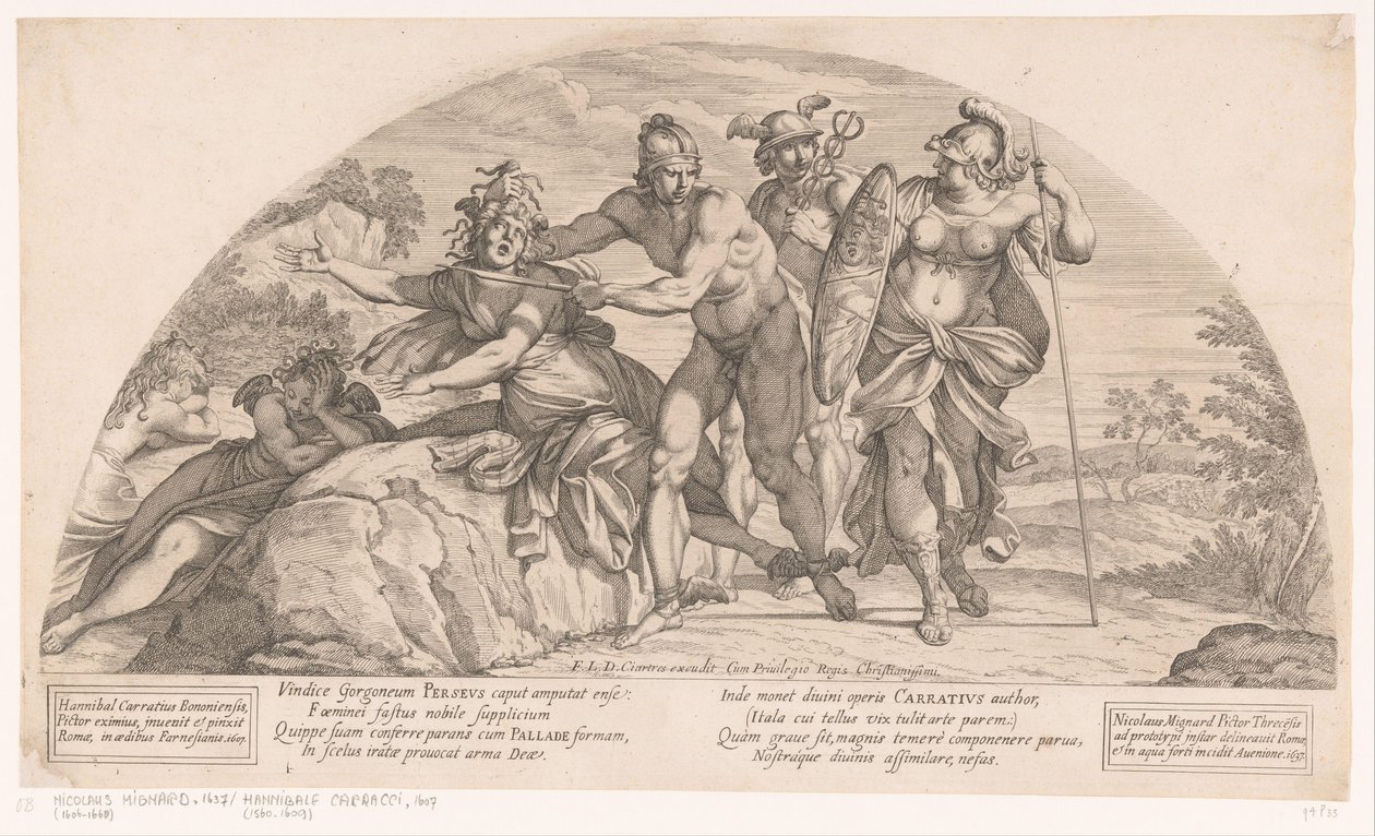 Perszeusz lefejezi Medúzát Történetek az Odüsszeából (sorozat címe) alkotó: Nicolas Mignard